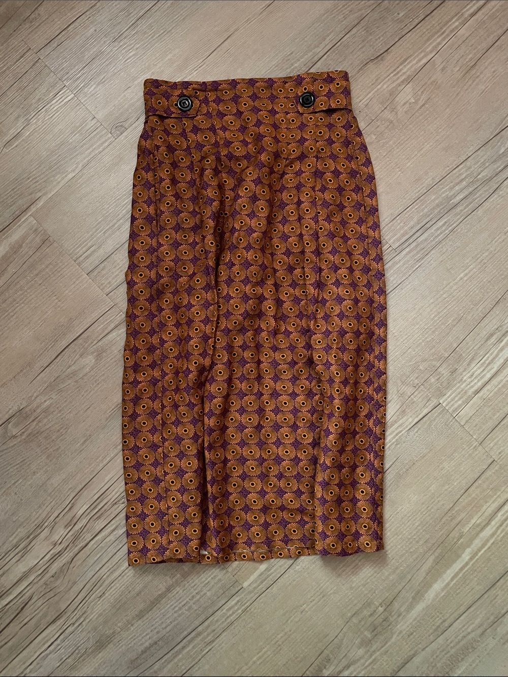 High-Waist Printed Skirt in Purple & Gold